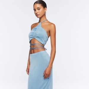 Forever 21 Slinky Halter Top & Maxi Skirt Set